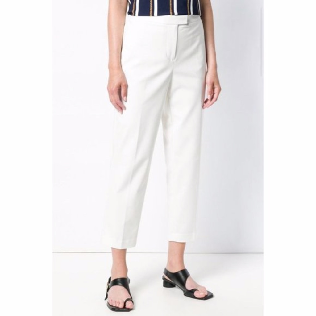 New 3.1 Phillip Lim Ivory White Cropped Slit Straight Tailored Trousers